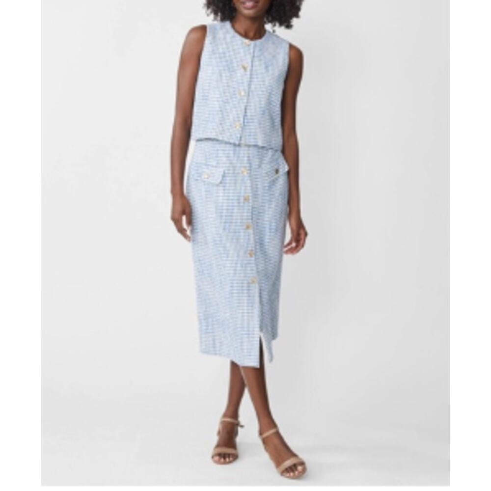 J. McLaughlin Light Blue Gingham Skirt Set